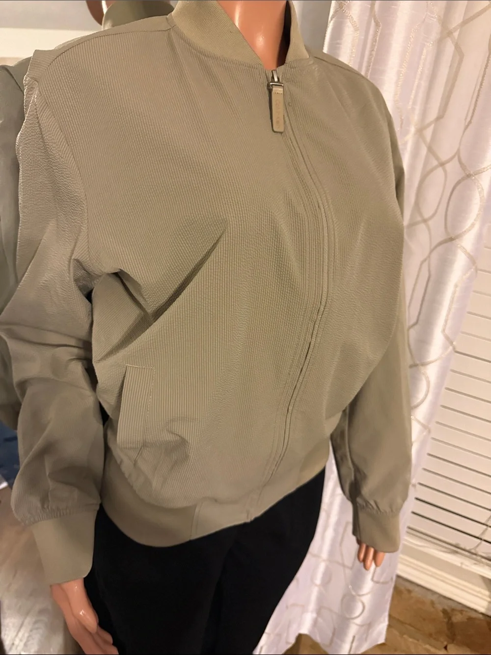 Calvin Klein Olive Taupe Bomber Jacket - Zip Front